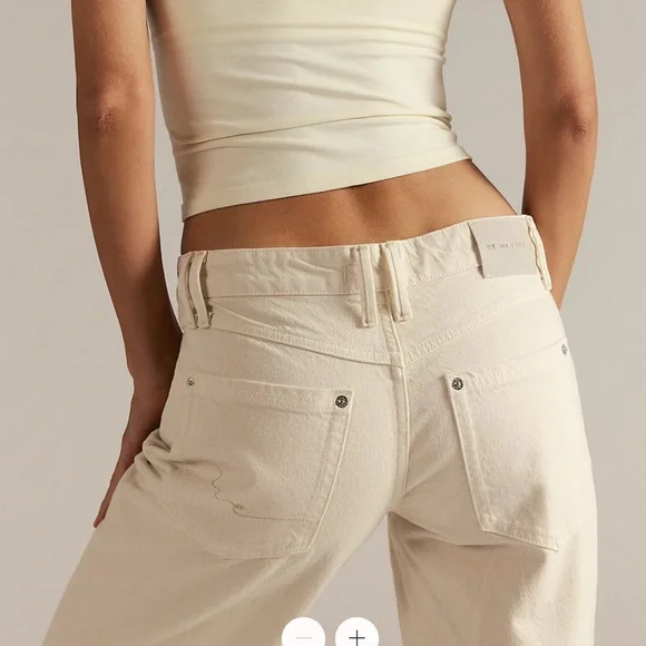 Free People We The Free Tennessee Low-Rise Boyfriend Jeans Size 30 Ecru - Picture 4 of 16